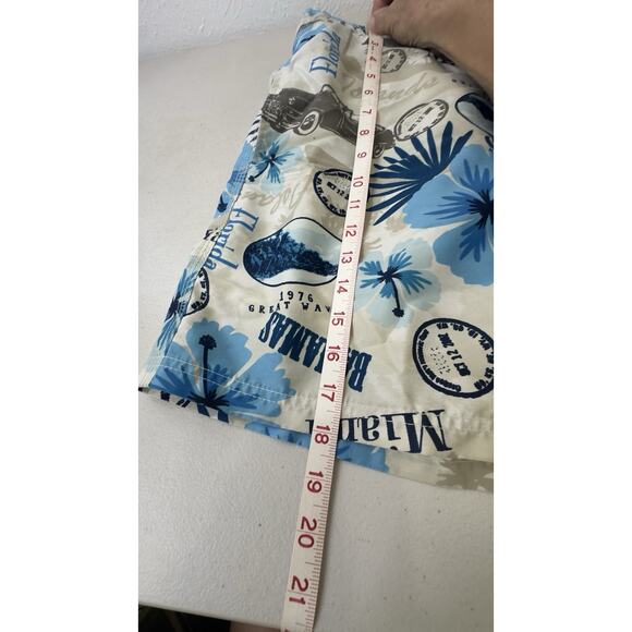 Caribbean Joe L Board Shorts Swim Trunks Lined Vintage Cars Miami Bahamas Floral - Picture 12 of 13